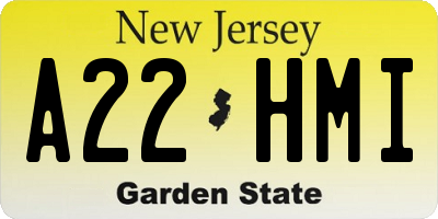 NJ license plate A22HMI