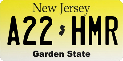 NJ license plate A22HMR