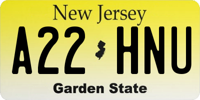 NJ license plate A22HNU