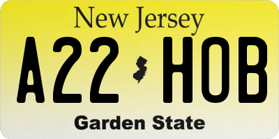 NJ license plate A22HOB