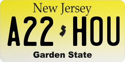 NJ license plate A22HOU