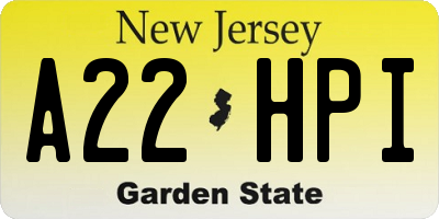 NJ license plate A22HPI