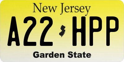 NJ license plate A22HPP