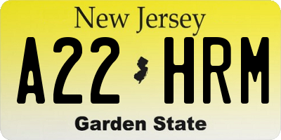 NJ license plate A22HRM