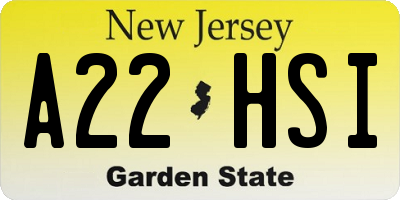 NJ license plate A22HSI