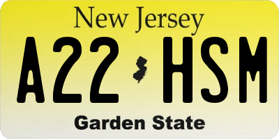 NJ license plate A22HSM