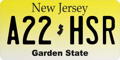 NJ license plate A22HSR