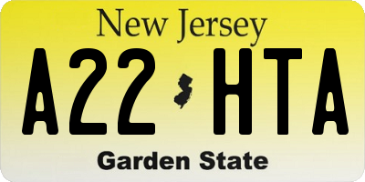 NJ license plate A22HTA
