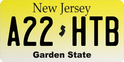 NJ license plate A22HTB