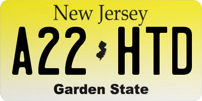 NJ license plate A22HTD
