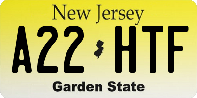 NJ license plate A22HTF