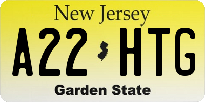 NJ license plate A22HTG