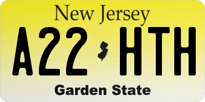 NJ license plate A22HTH