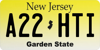 NJ license plate A22HTI