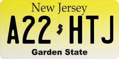 NJ license plate A22HTJ
