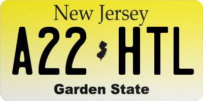 NJ license plate A22HTL