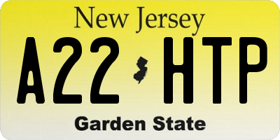NJ license plate A22HTP