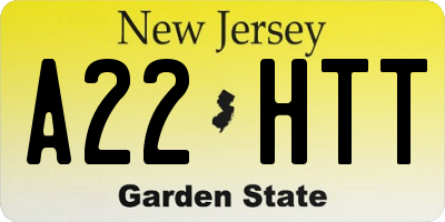 NJ license plate A22HTT