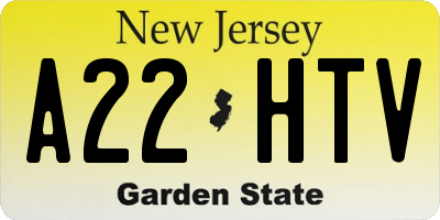 NJ license plate A22HTV