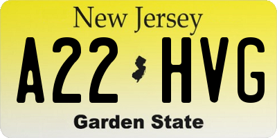 NJ license plate A22HVG