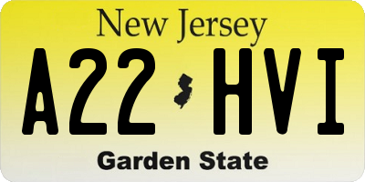 NJ license plate A22HVI