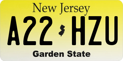 NJ license plate A22HZU