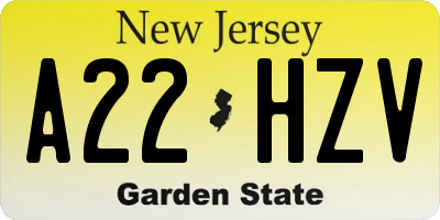 NJ license plate A22HZV