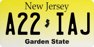 NJ license plate A22IAJ