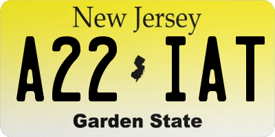 NJ license plate A22IAT