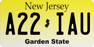 NJ license plate A22IAU