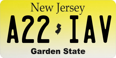 NJ license plate A22IAV