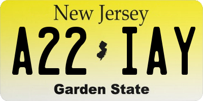NJ license plate A22IAY