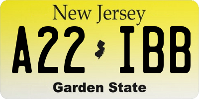 NJ license plate A22IBB