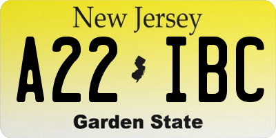 NJ license plate A22IBC