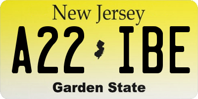 NJ license plate A22IBE