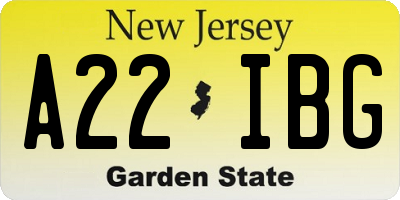 NJ license plate A22IBG