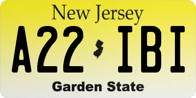 NJ license plate A22IBI