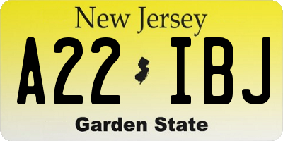 NJ license plate A22IBJ