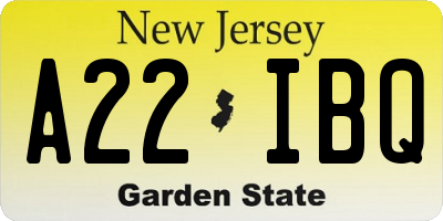 NJ license plate A22IBQ