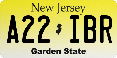 NJ license plate A22IBR