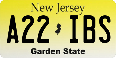 NJ license plate A22IBS