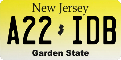 NJ license plate A22IDB