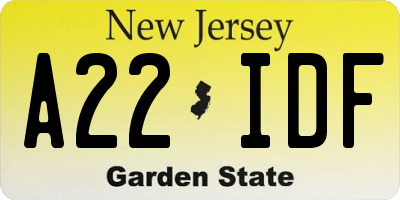 NJ license plate A22IDF