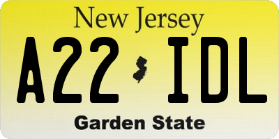 NJ license plate A22IDL