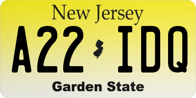 NJ license plate A22IDQ