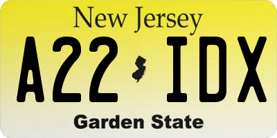 NJ license plate A22IDX