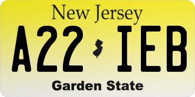 NJ license plate A22IEB
