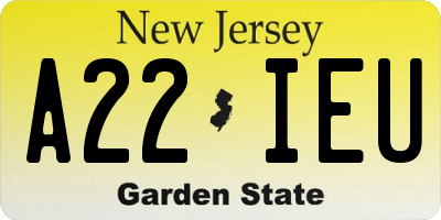 NJ license plate A22IEU