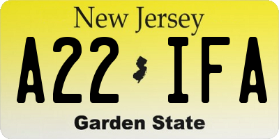 NJ license plate A22IFA