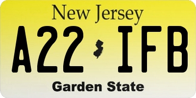NJ license plate A22IFB